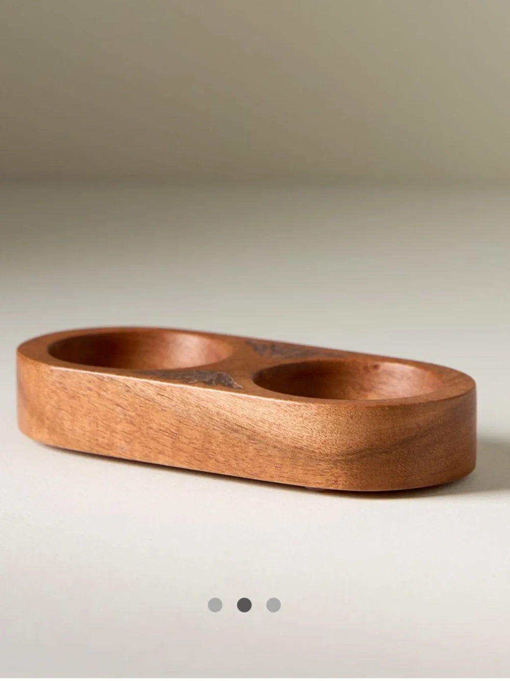 Anthropologie The Mediterranean Dish Acacia Wood Salt & Pepper Dish - NWT